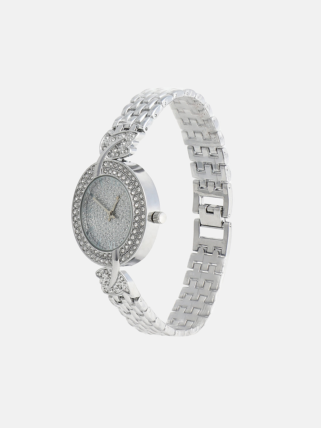 The Foliage Round Watch - Metallic Silver