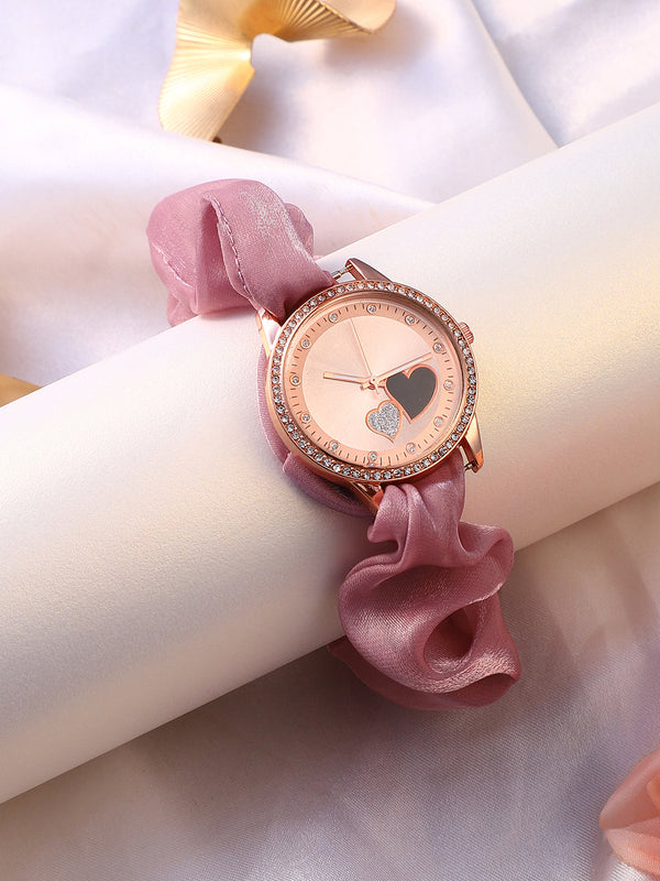 The Scrunchie Heart Round Watch - Blush Pink
