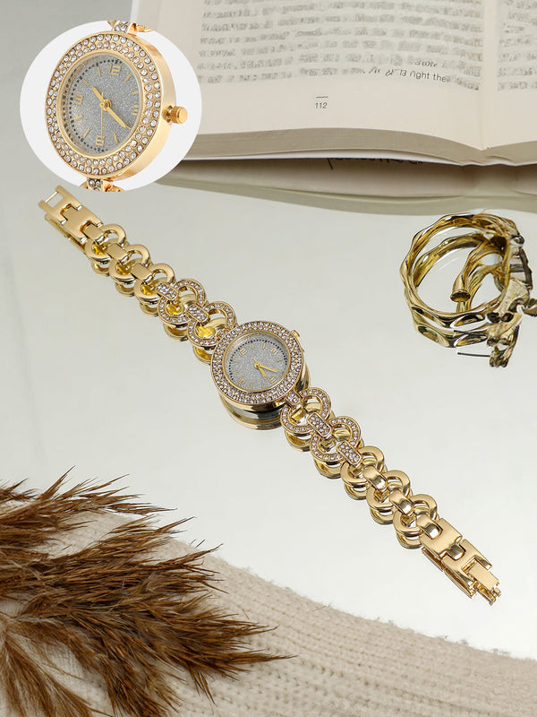 The Embellished Link Round Watch