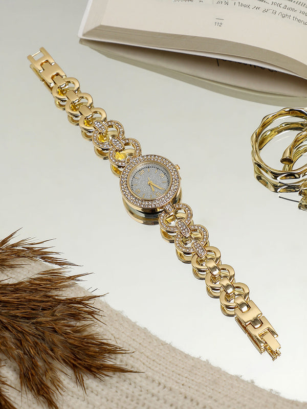 The Embellished Link Round Watch
