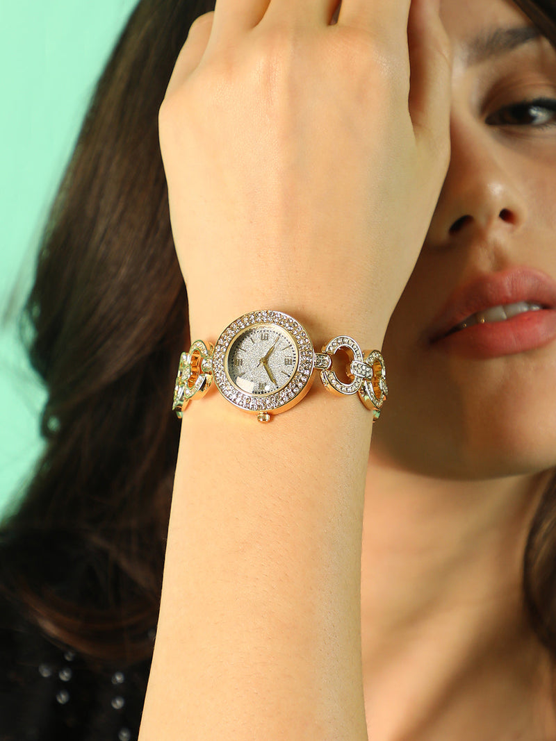 The Embellished Link Round Watch