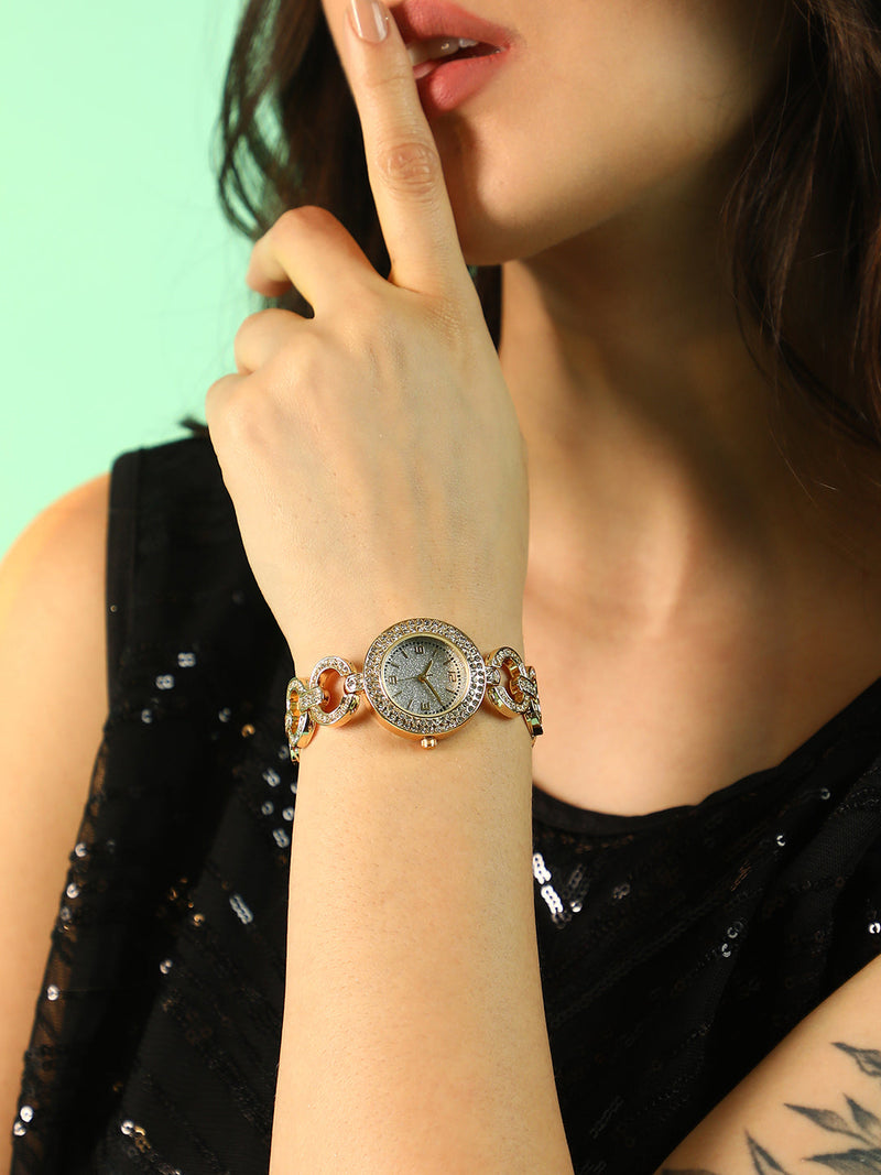 The Embellished Link Round Watch