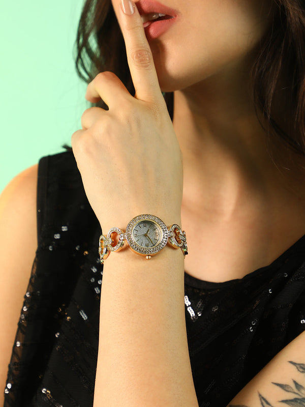 The Embellished Link Round Watch