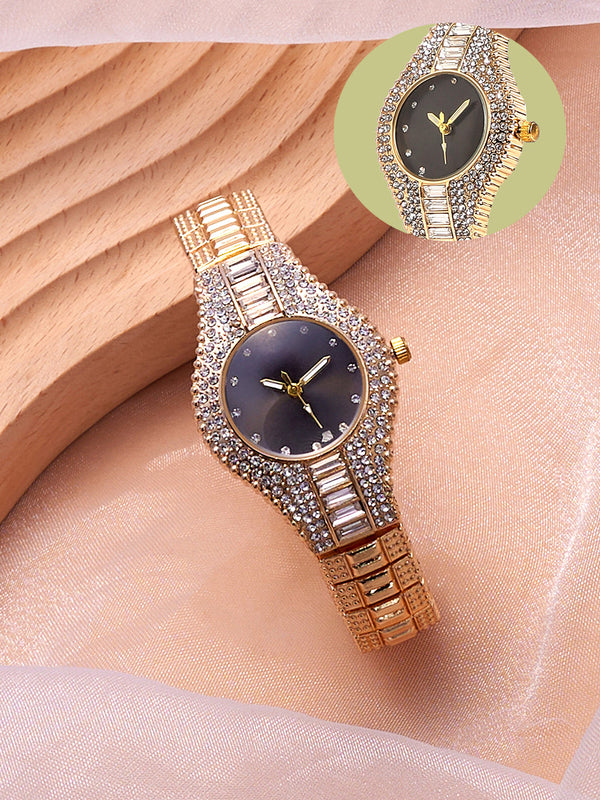 The Embellished Round Watch - California Gold