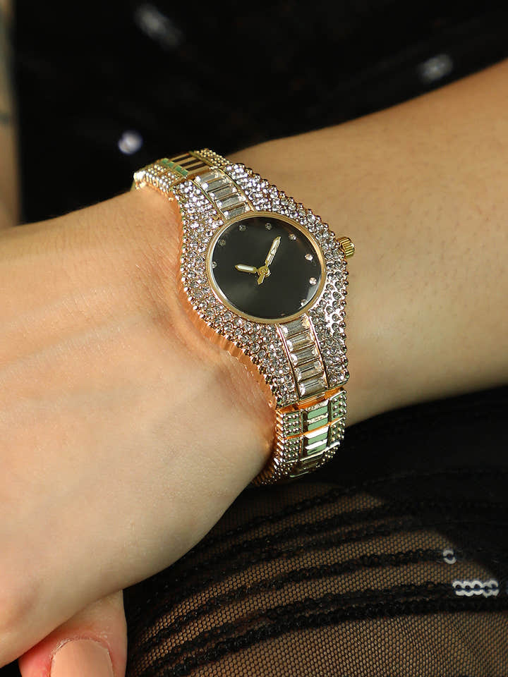 The Embellished Round Watch - California Gold