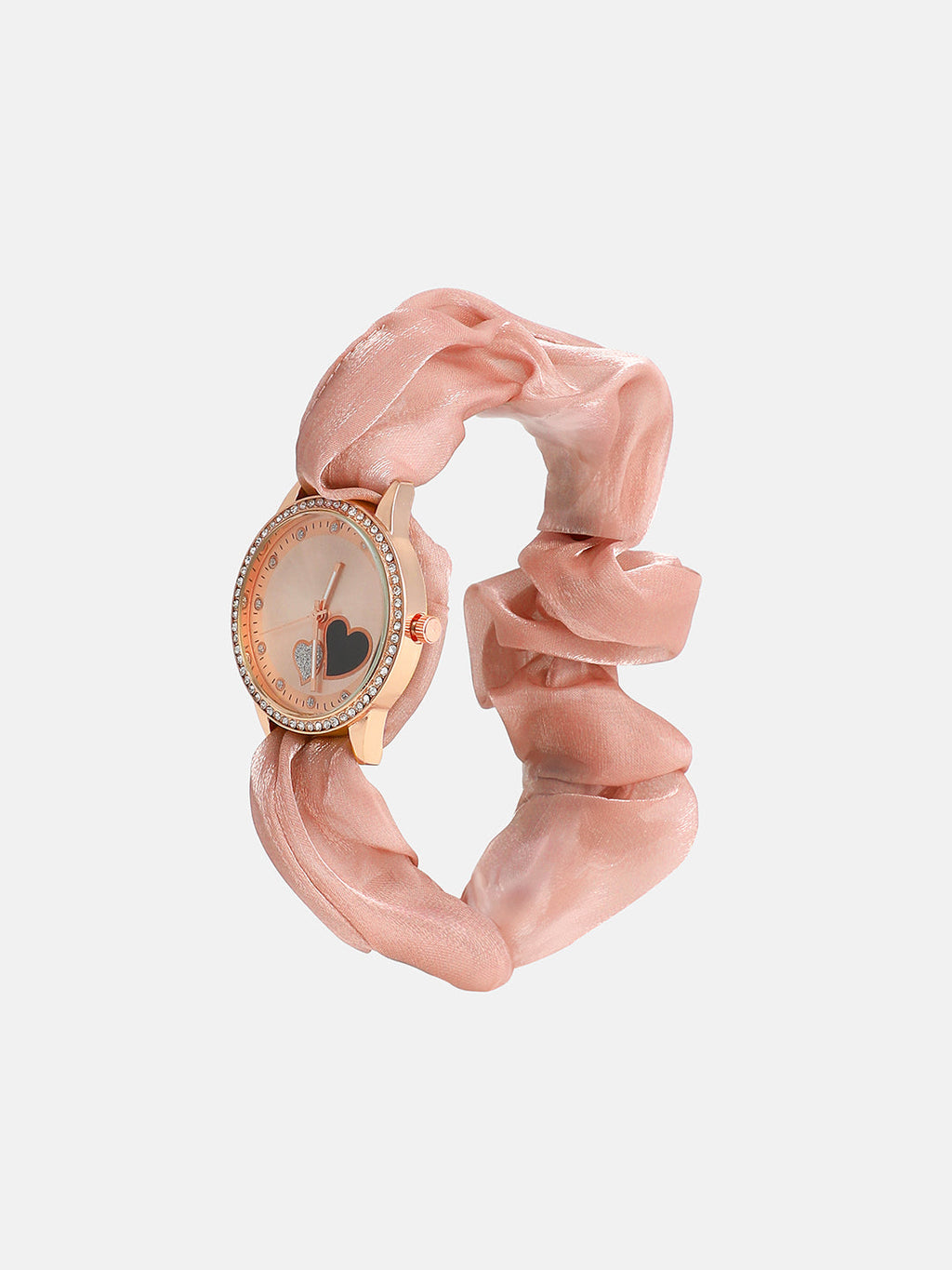 The Scrunchie Heart Round Watch - Baby Pink
