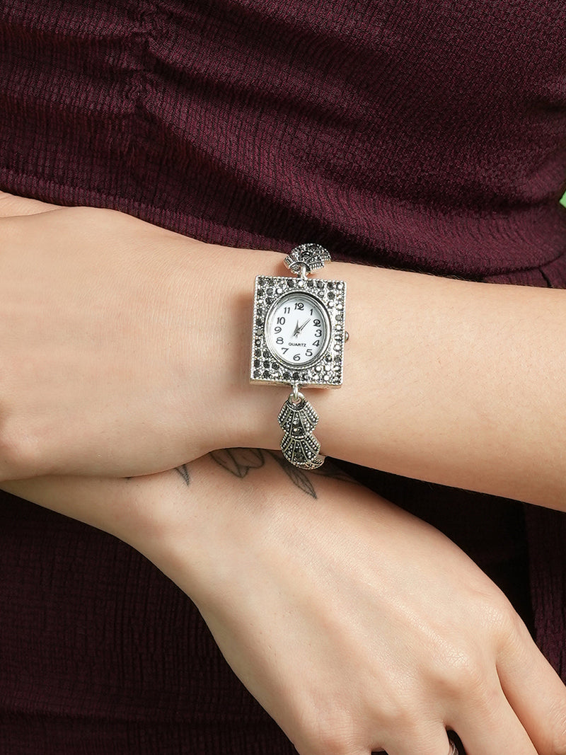 The Seashell Square Watch - Antique Silver