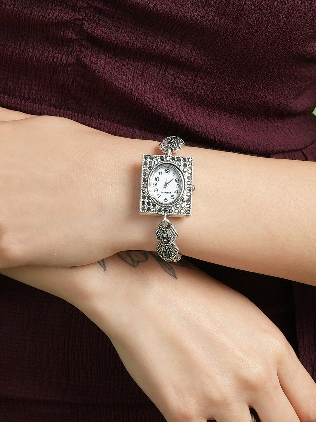 The Seashell Square Watch - Antique Silver