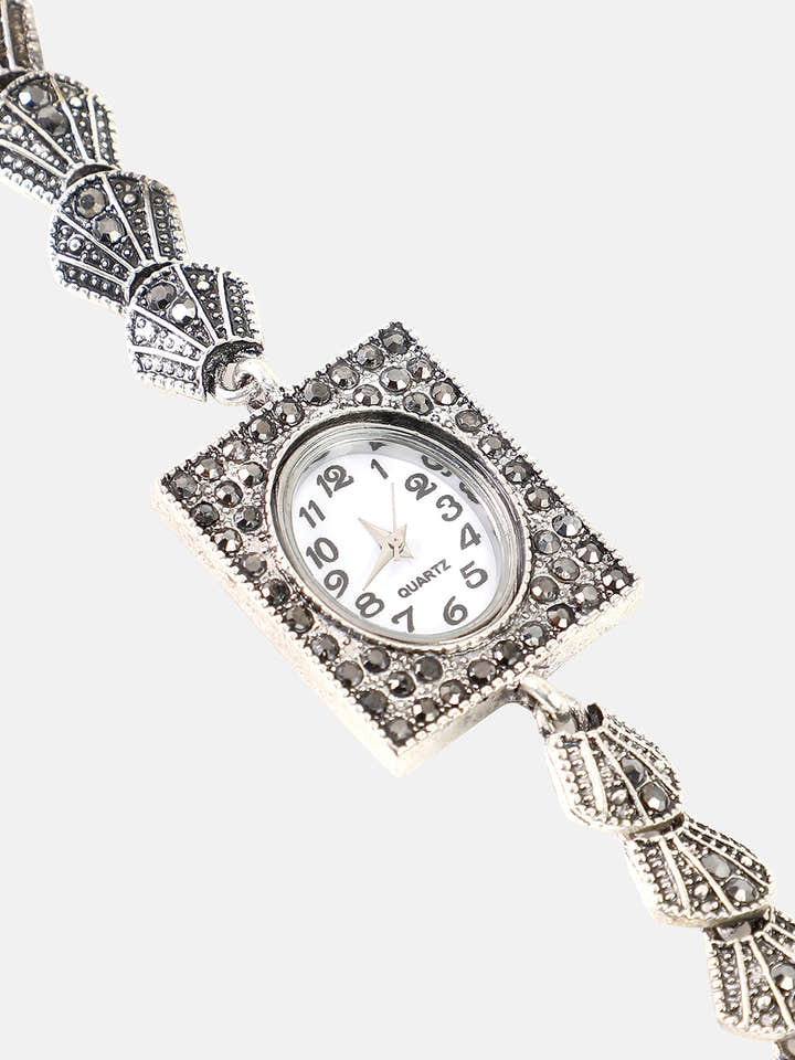 The Seashell Square Watch - Antique Silver