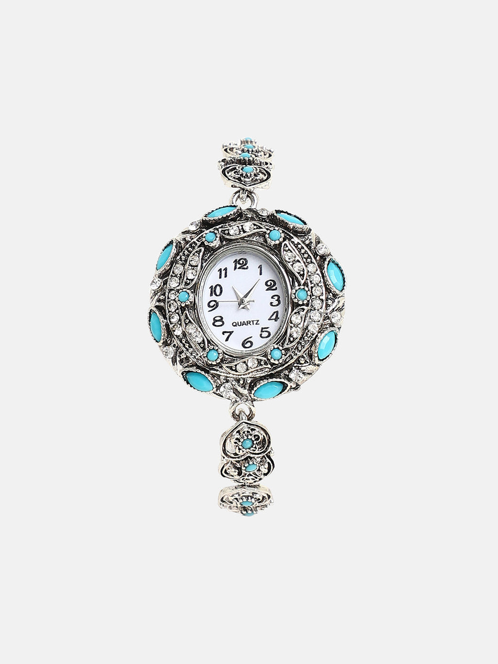 The Stone Heart Round Watch - Antique Silver