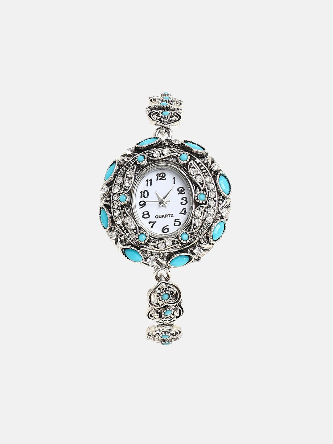 The Stone Heart Round Watch - Antique Silver