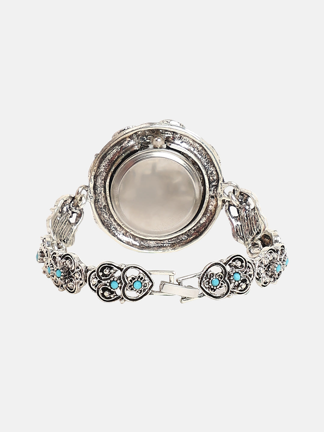 The Stone Heart Round Watch - Antique Silver