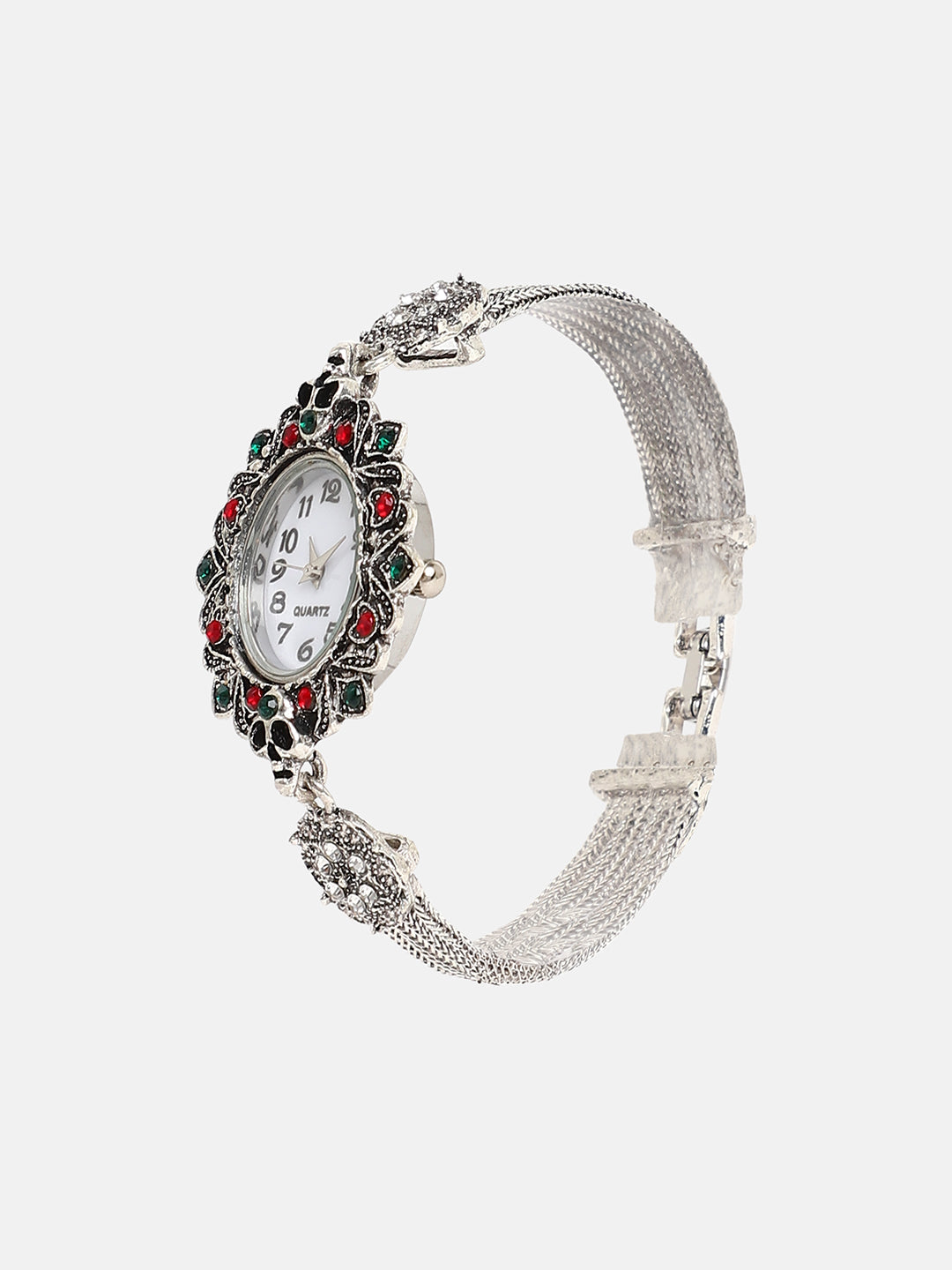 The Stone Chainlink Oval Watch - Antique Silver