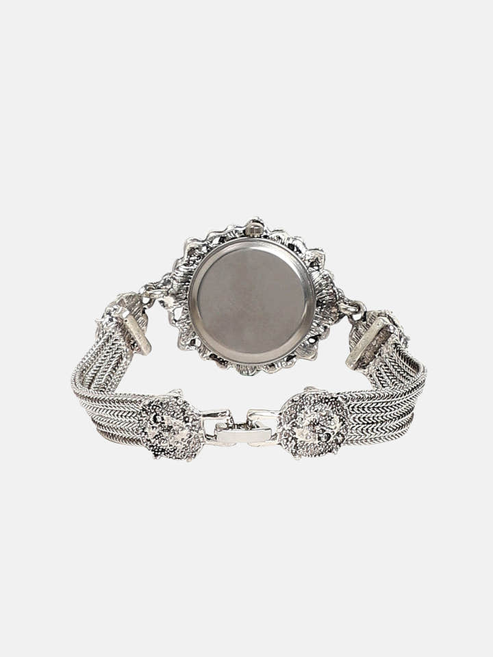 The Stone Chainlink Oval Watch - Antique Silver