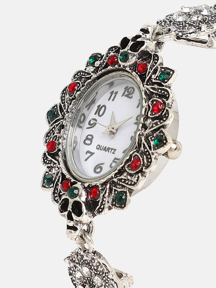 The Stone Chainlink Oval Watch - Antique Silver