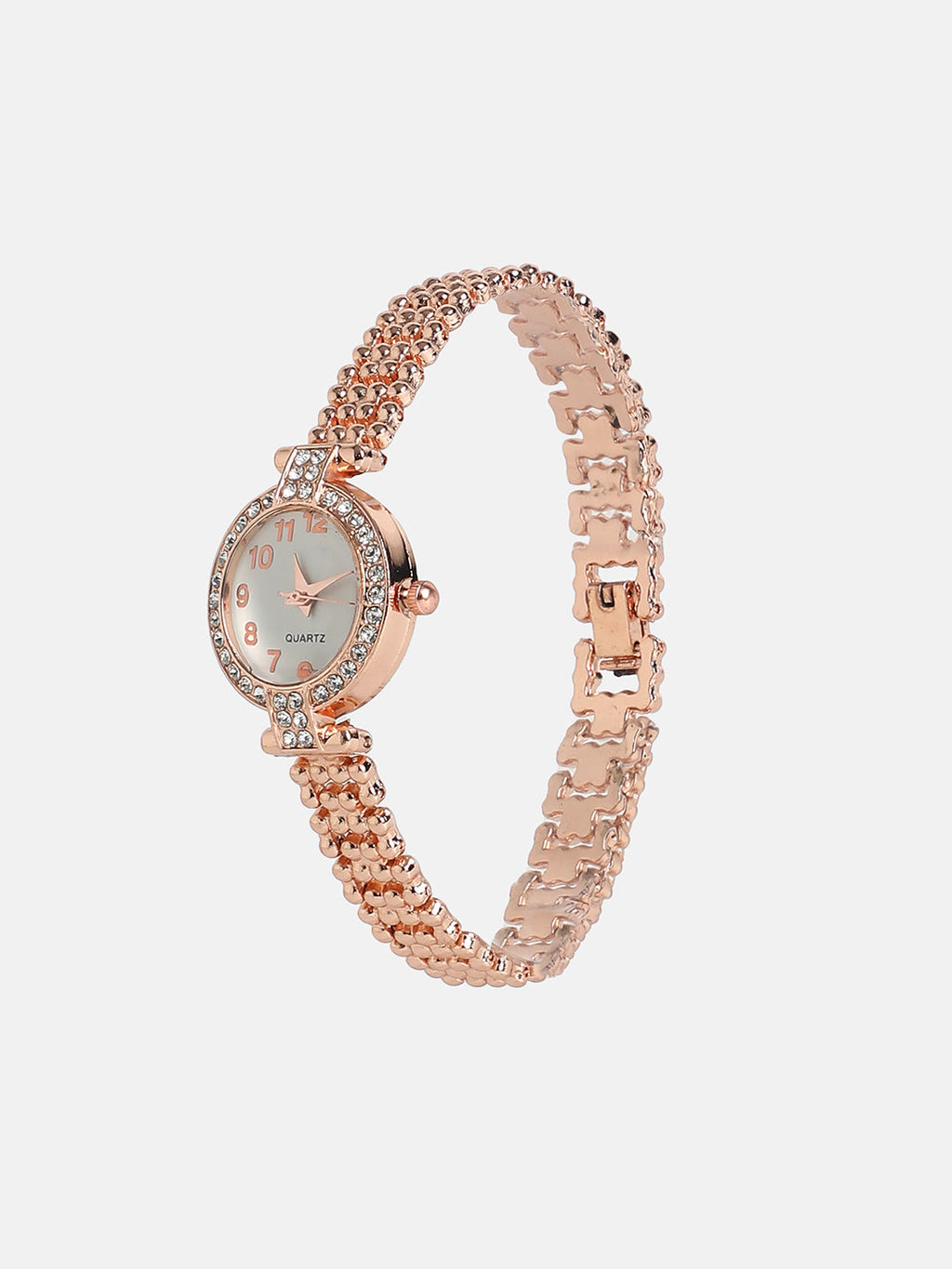 The Embellished Dotted Round Watch - Rose Gold