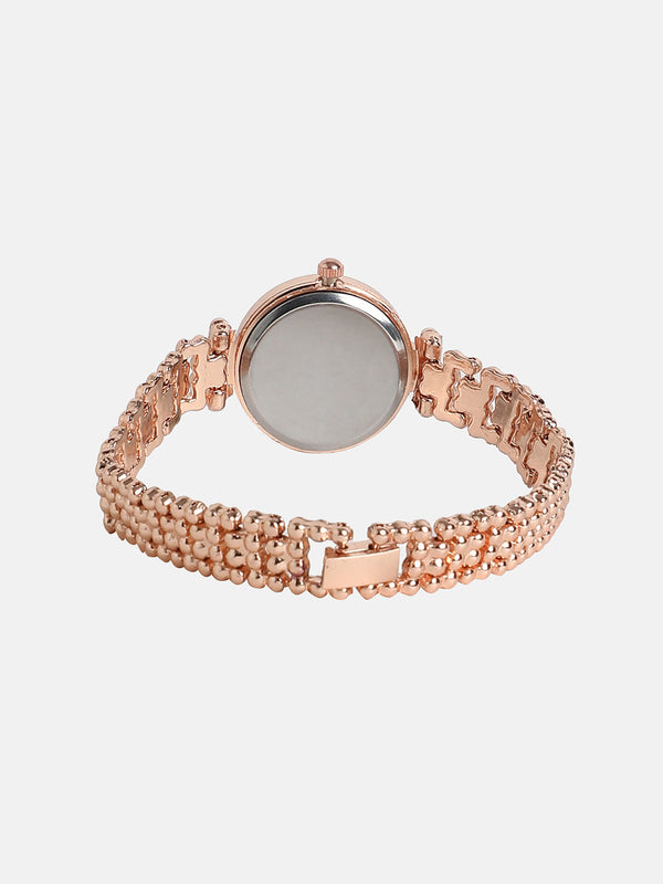 The Embellished Dotted Round Watch - Rose Gold
