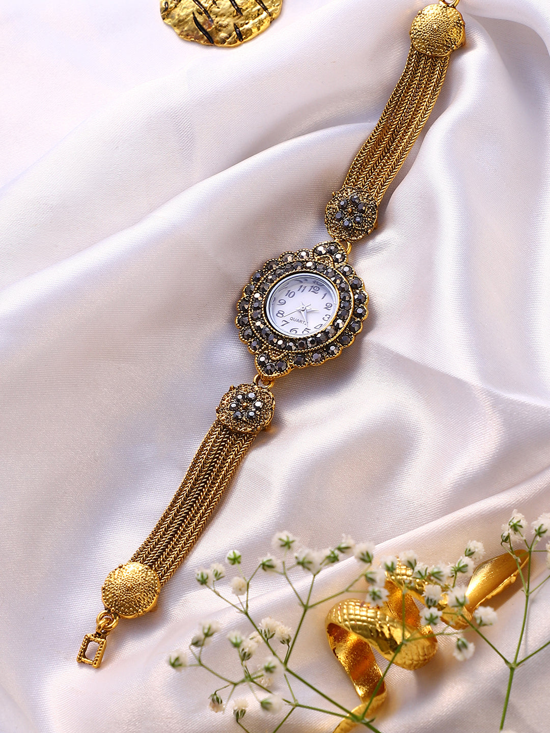 The Stone Chainlink Round Watch - California Gold