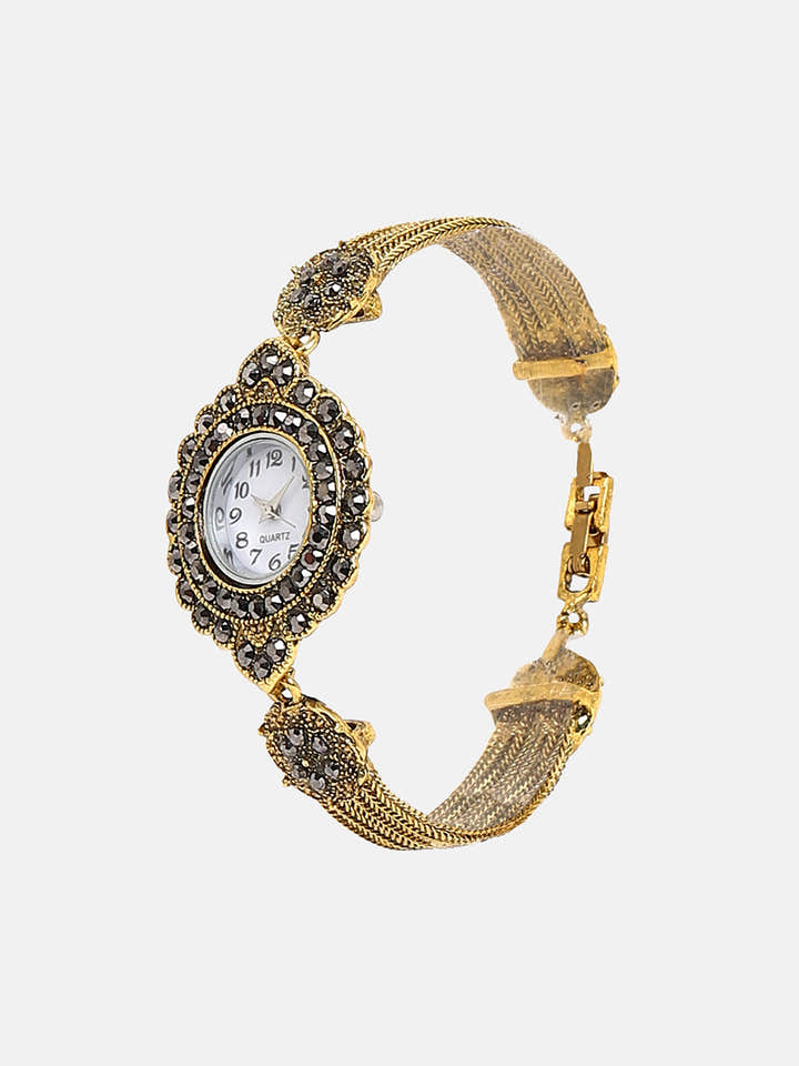 The Stone Chainlink Round Watch - California Gold
