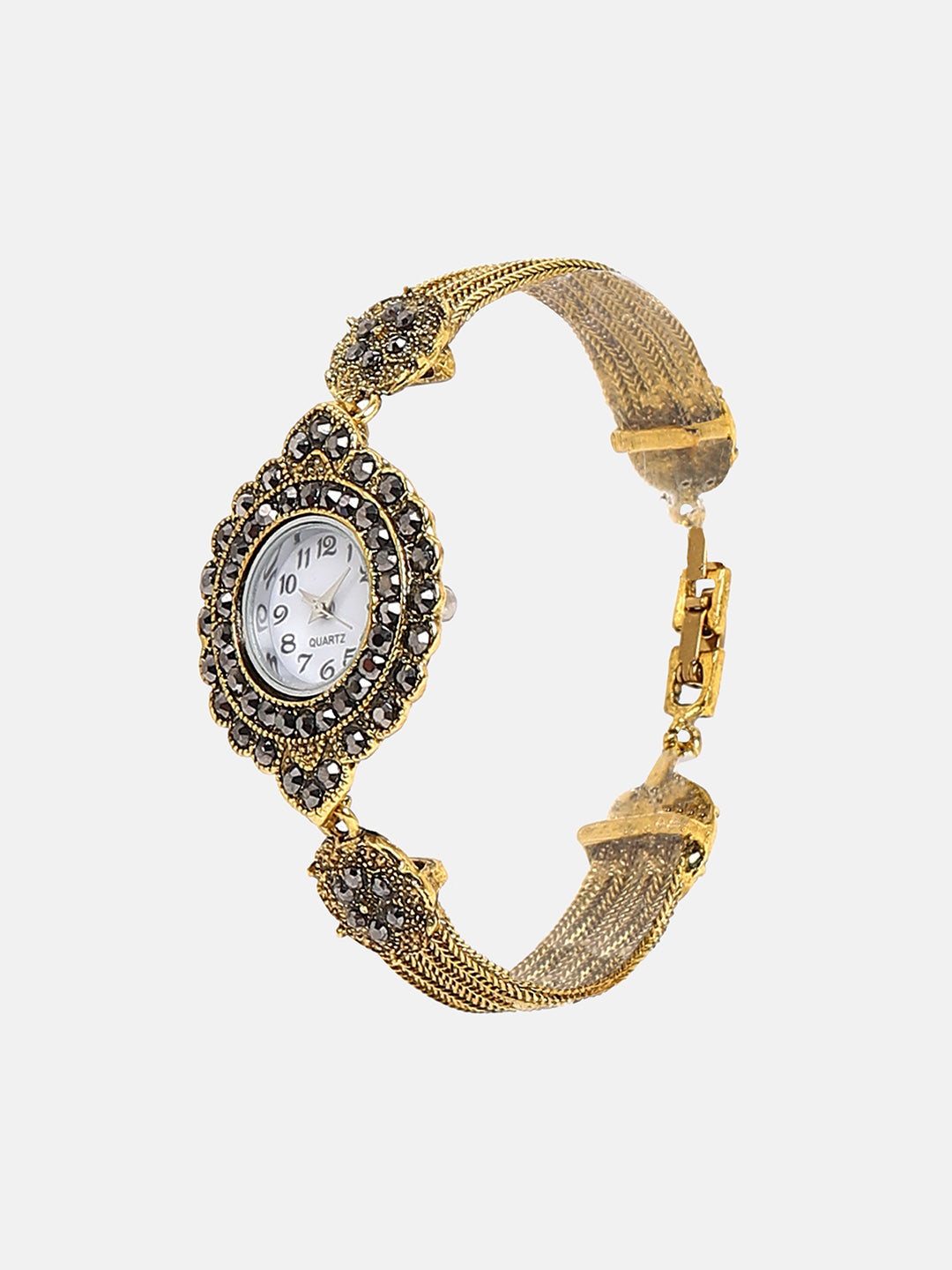 The Stone Chainlink Round Watch - California Gold