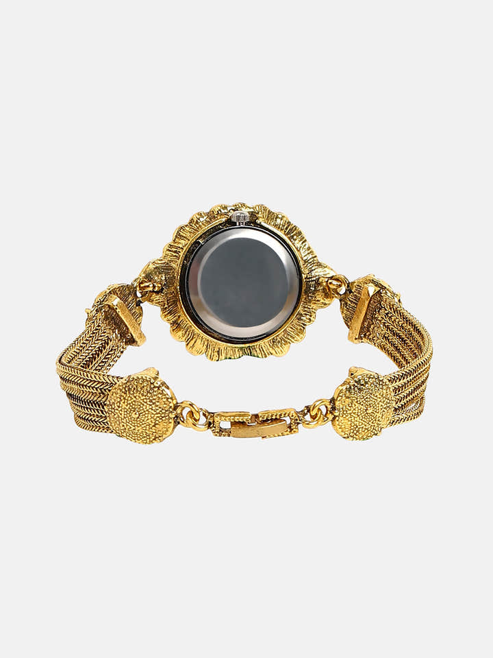 The Stone Chainlink Round Watch - California Gold