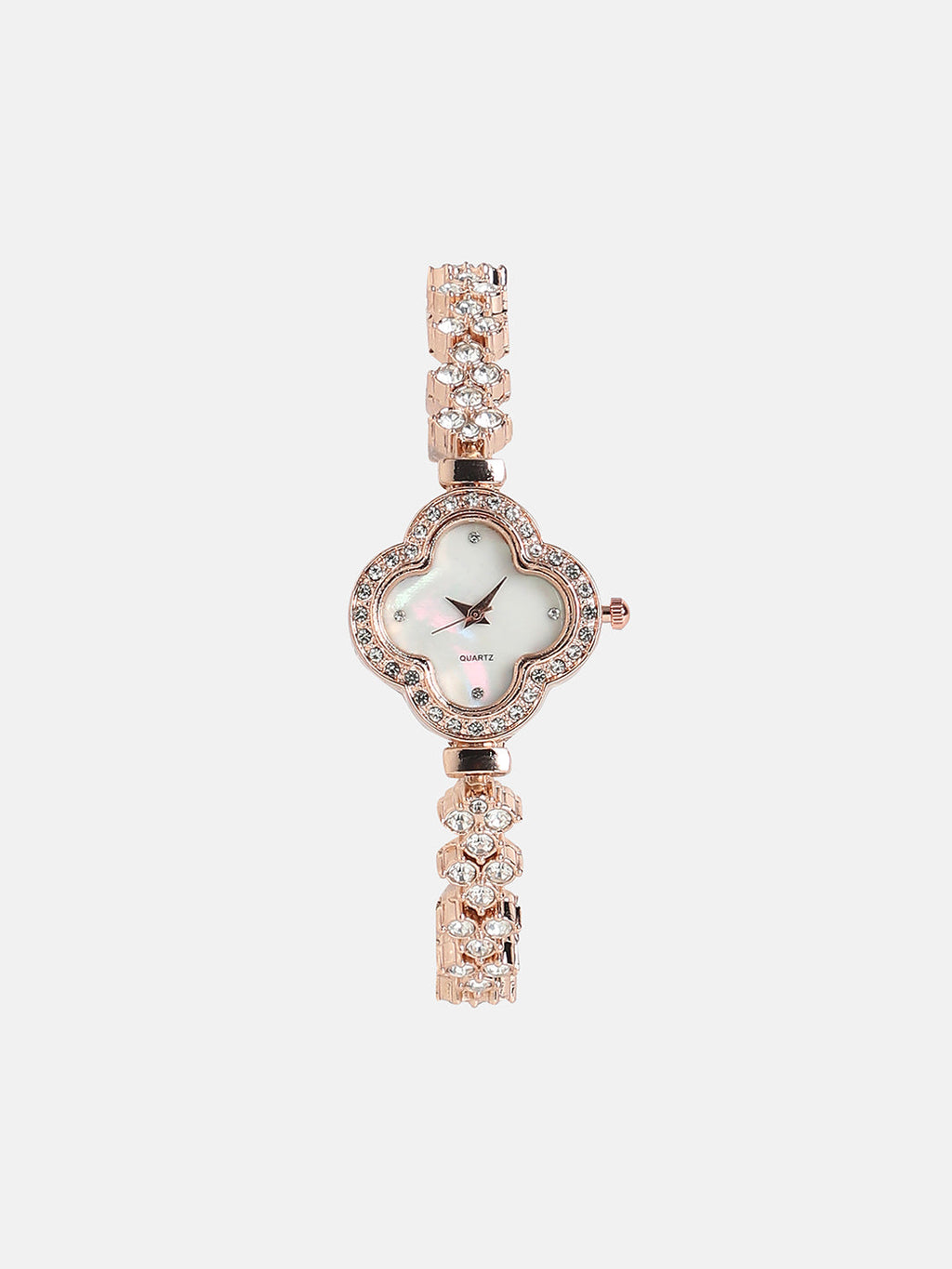 The Embellished Clover Watch - Champayne Gold