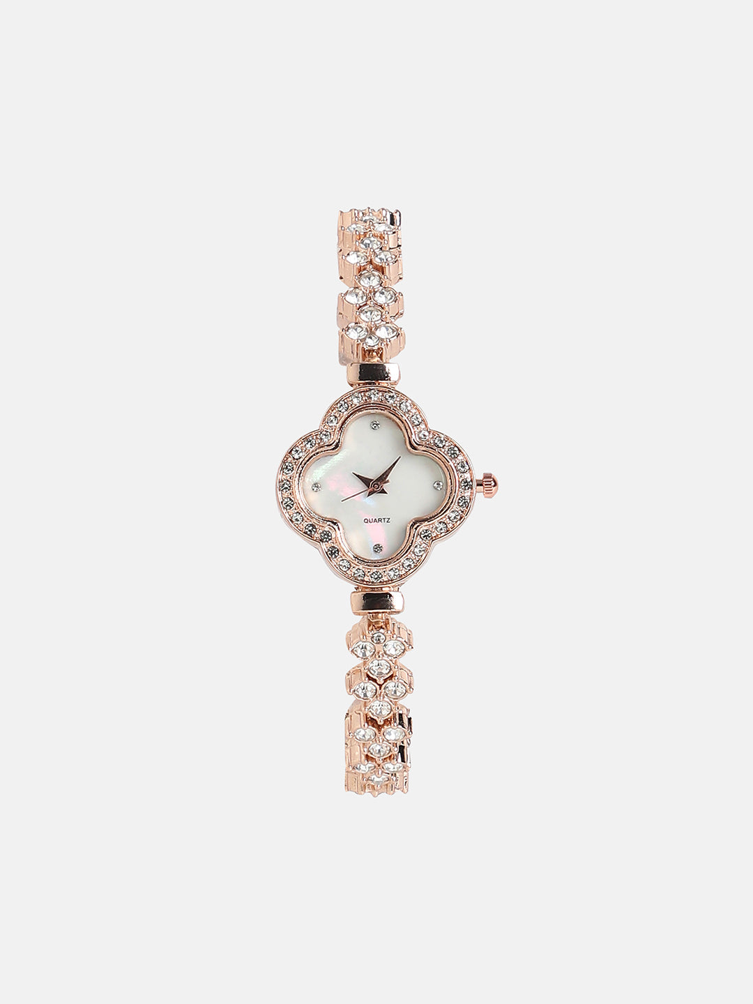 The Embellished Clover Watch - Champayne Gold