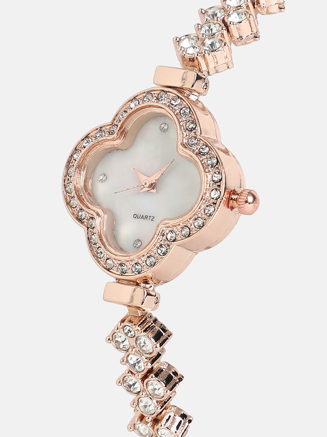 The Embellished Clover Watch - Champayne Gold