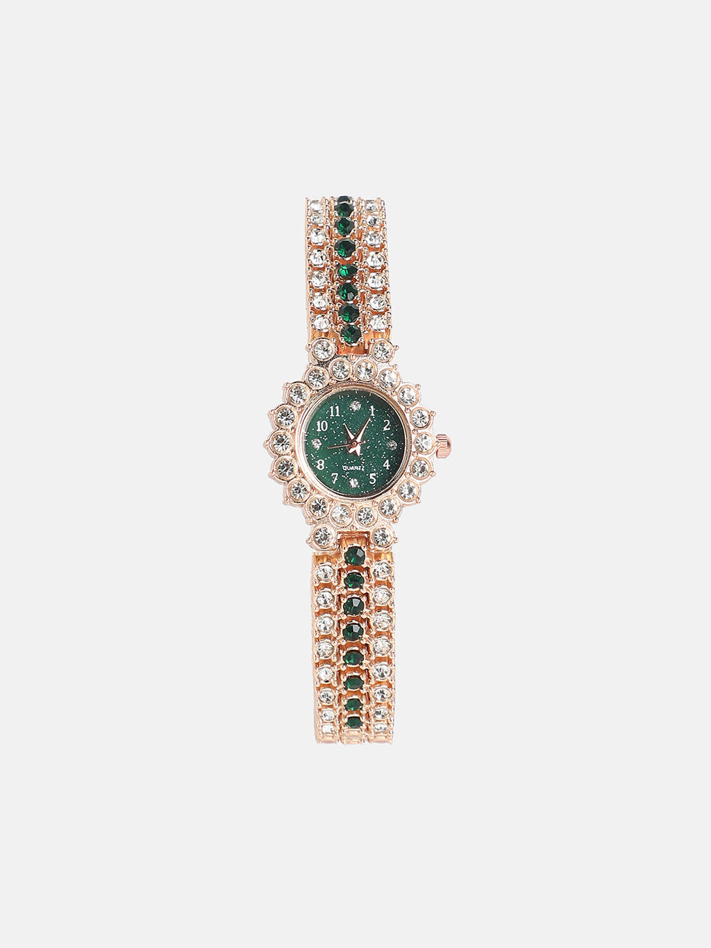 The Sleek Block Round Watch - California Gold:Emerald Green