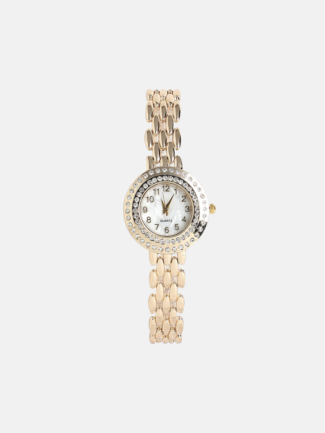 The Halo Beads Of Rice Round Watch - Champayne Gold