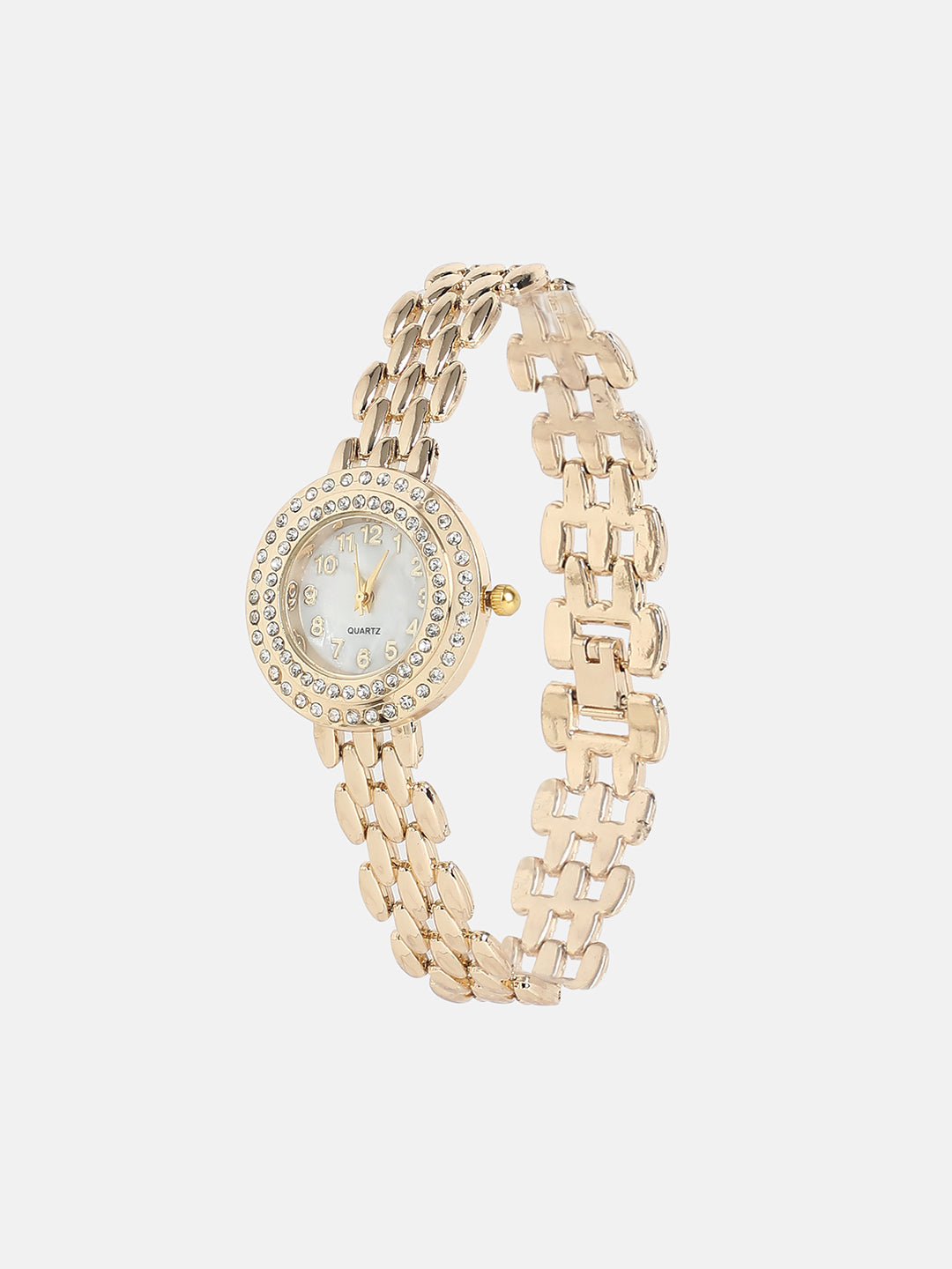 The Halo Beads Of Rice Round Watch - Champayne Gold