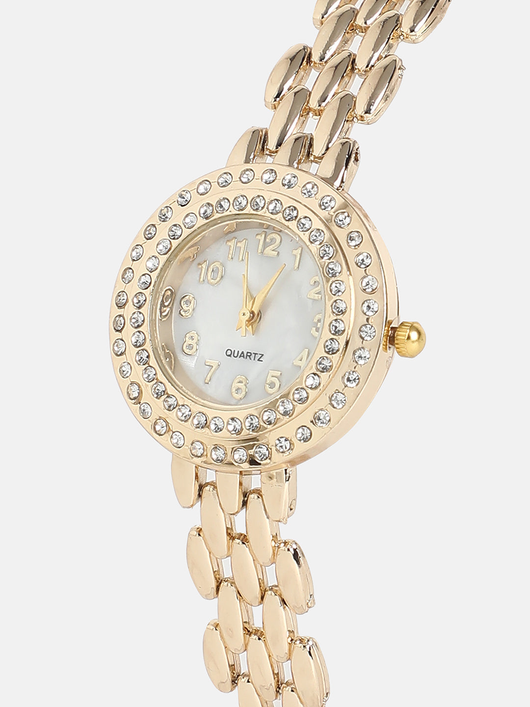 The Halo Beads Of Rice Round Watch - Champayne Gold