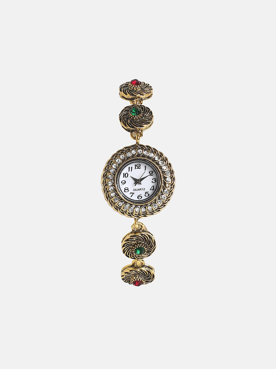 The Stone Swirl Round Watch - Antique Gold