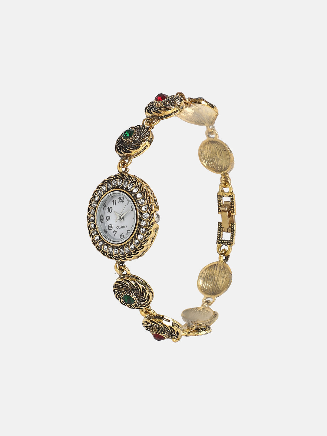 The Stone Swirl Round Watch - Antique Gold