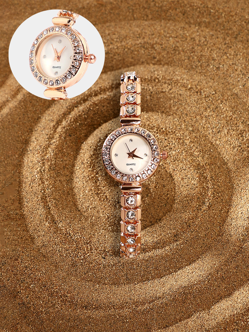 The Polished Opulent Round Watch - Champayne Gold