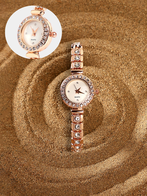 The Polished Opulent Round Watch - Champayne Gold