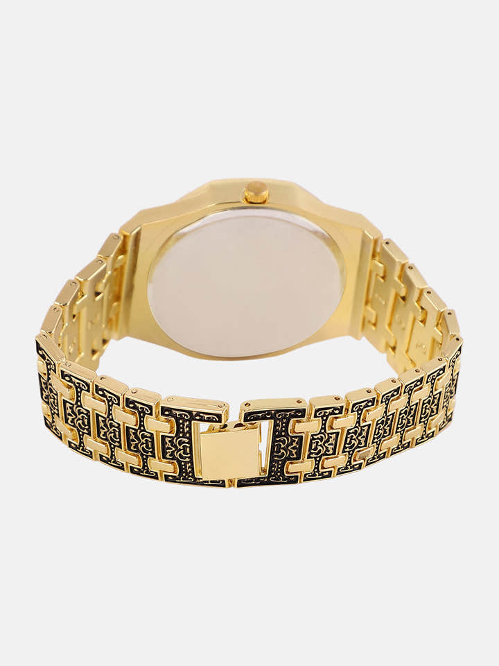 The Grecian Embossed Round Watch - California Gold