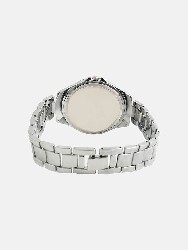 The Crystalized Round Watch - Metallic Silver