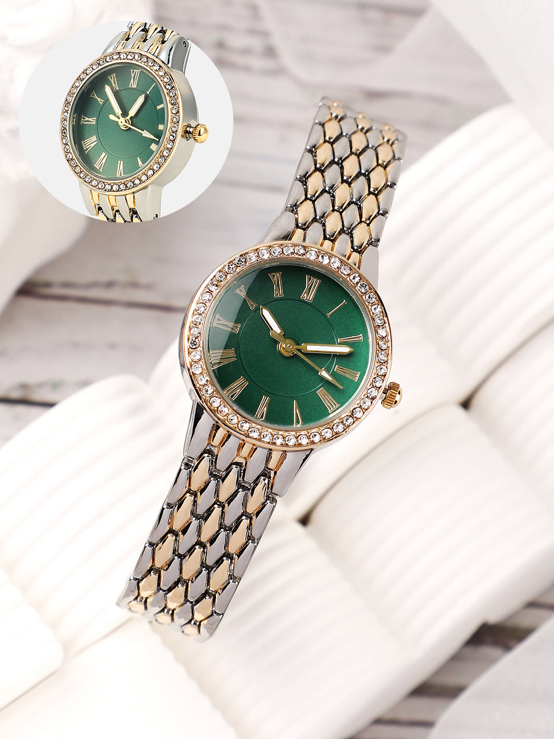 The Roman Venin Round Watch - Emerald Green