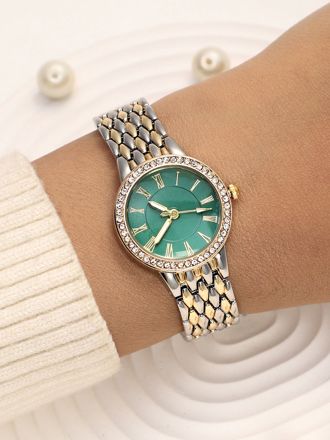 The Roman Venin Round Watch - Emerald Green