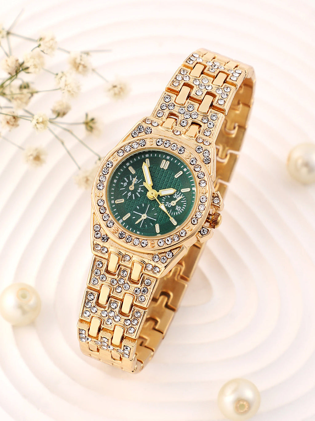 The Geneva H-Link Round Watch - Emerald Green