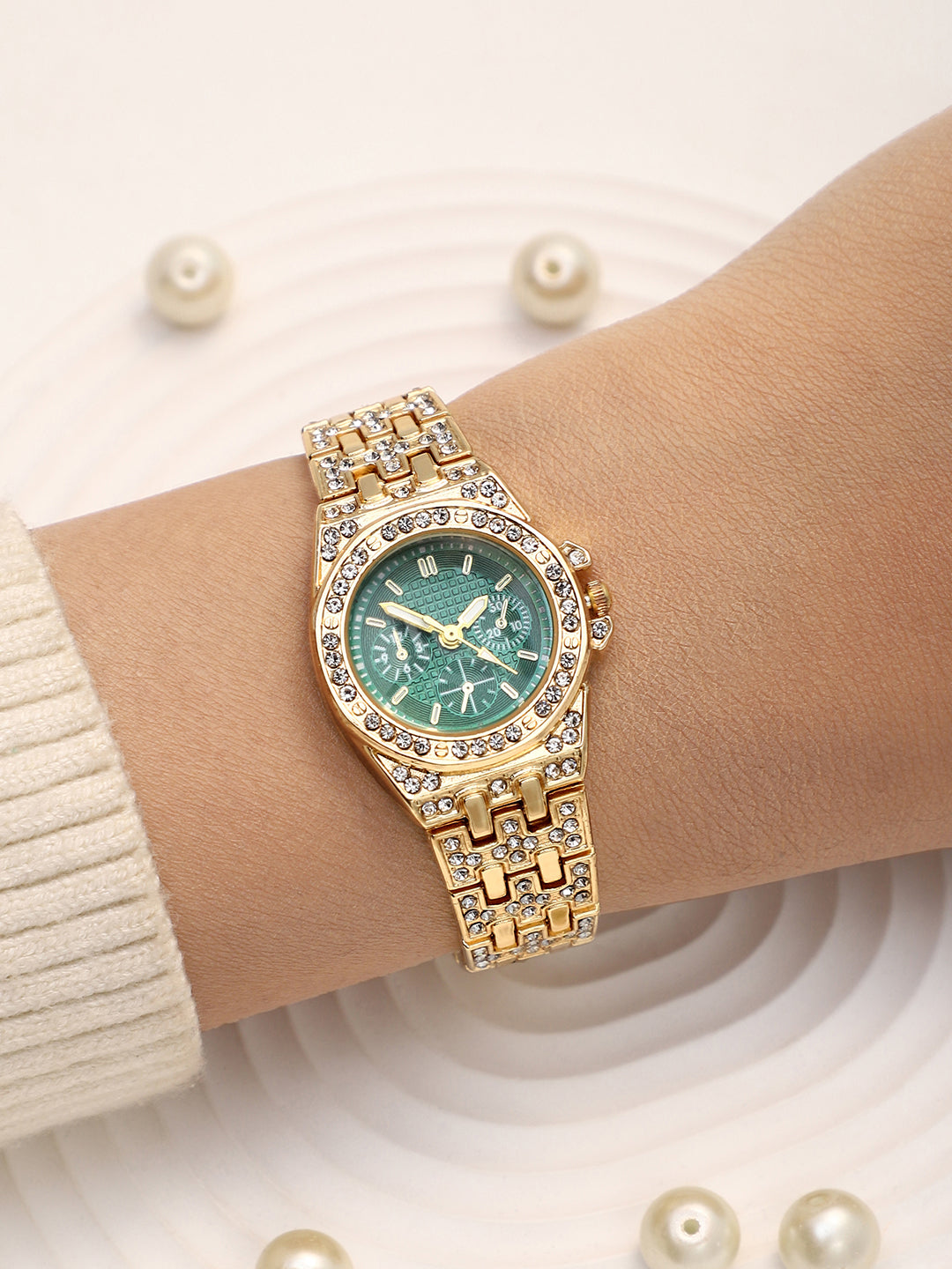 The Geneva H-Link Round Watch - Emerald Green