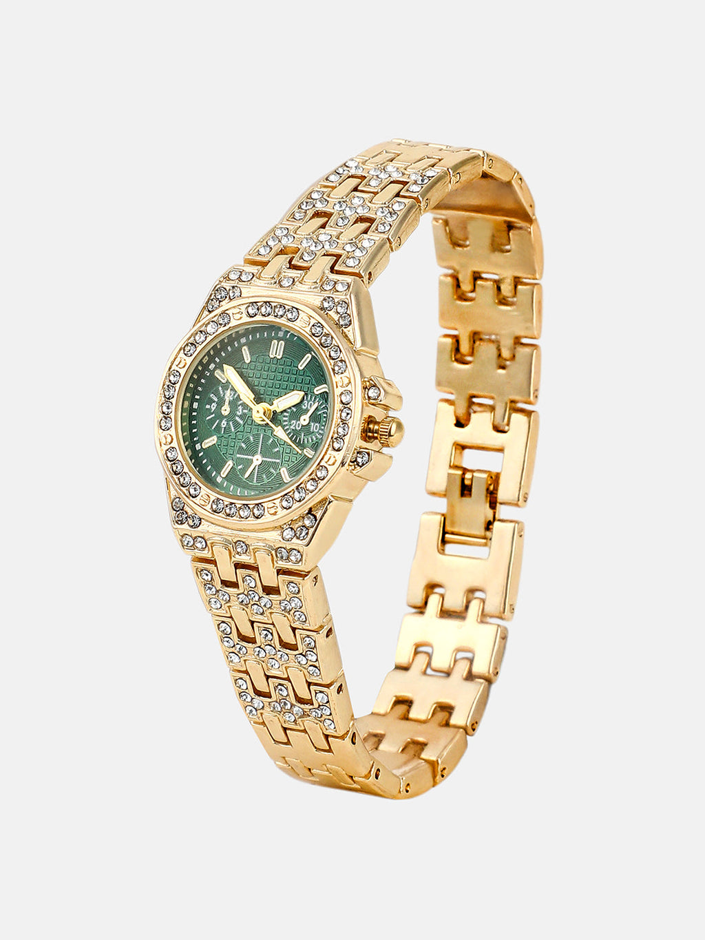 The Geneva H-Link Round Watch - Emerald Green