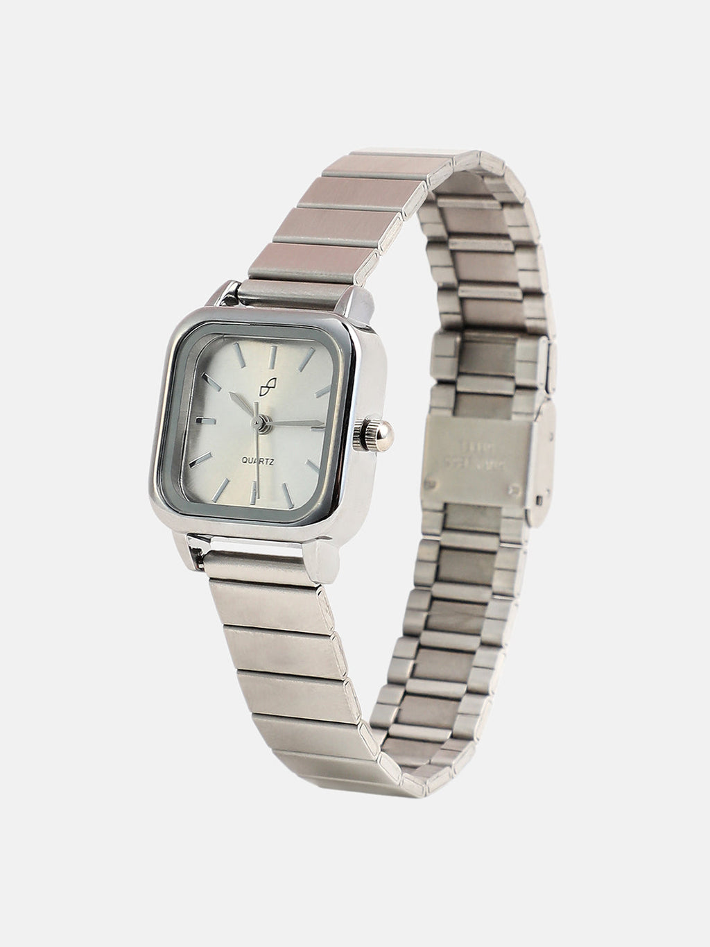 The Downtown Chain Square Watch - Metallic Silver