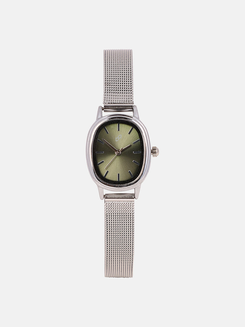 The Cosmopolis Mesh Rectangular Watch - Olive Green