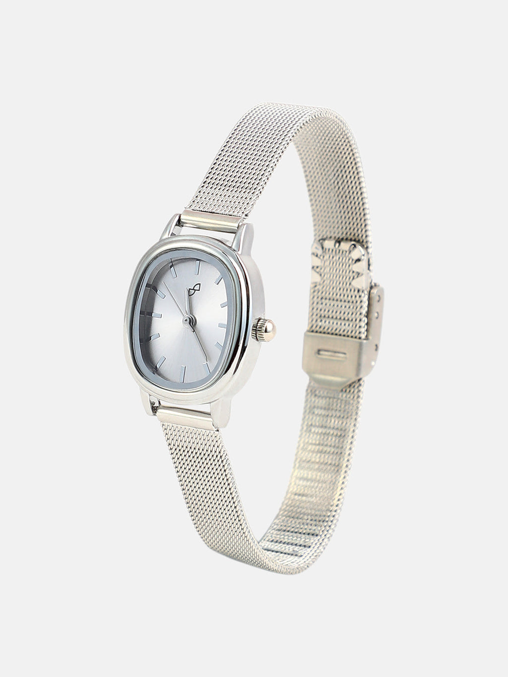 The Cosmopolis Mesh Rectangular Watch - Metallic Silver