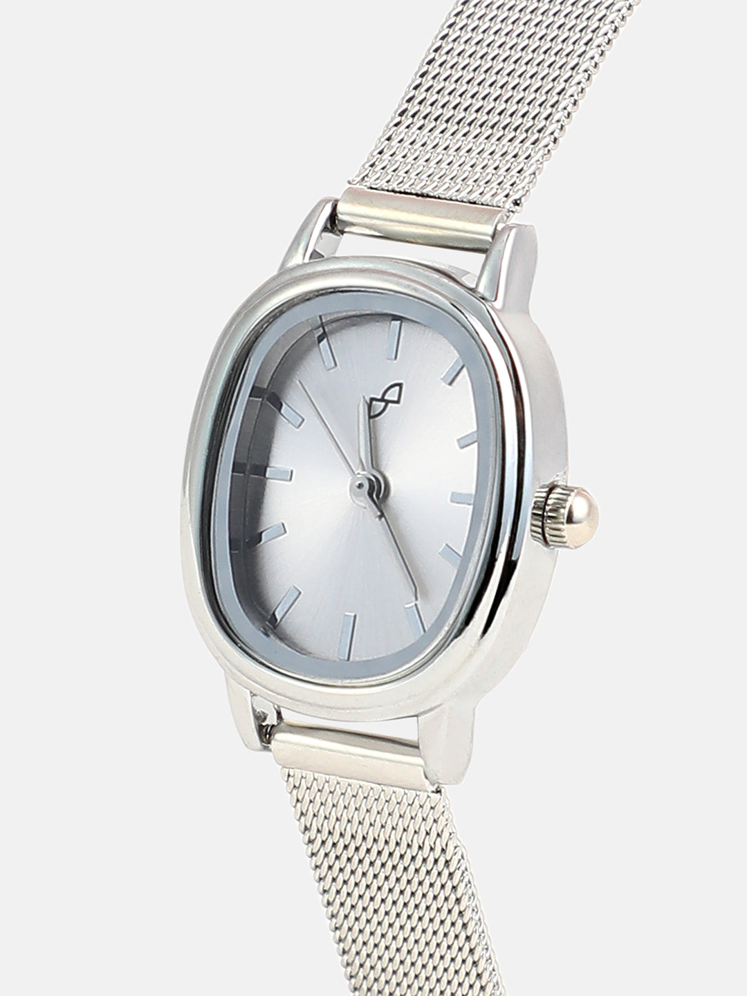 The Cosmopolis Mesh Rectangular Watch - Metallic Silver