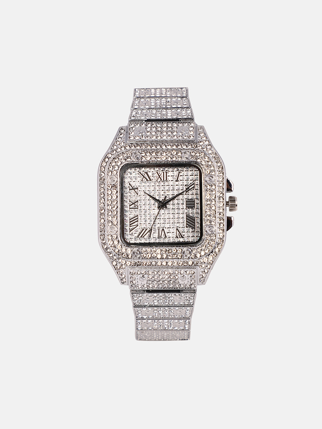 The Bijou Roman Square Watch - Metallic Silver