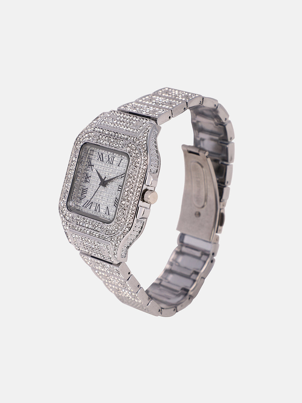 The Bijou Roman Square Watch - Metallic Silver