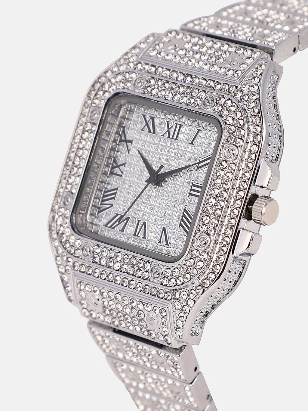 The Bijou Roman Square Watch - Metallic Silver